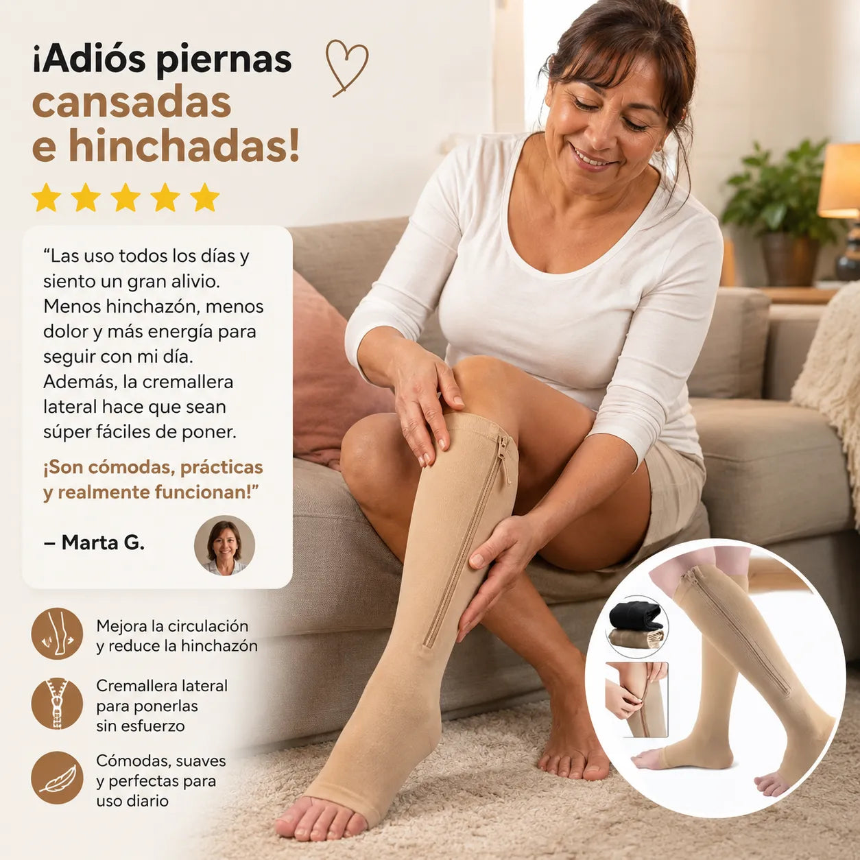CalceTerapia™ | Fisioterapia portátil de Grado Médico que elimina la fatiga y la hinchazón de tus piernas paso a paso.