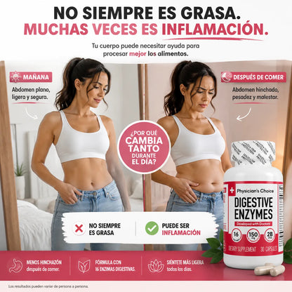 Digestive Enzyme: Cero inflamación. Vientre plano todo el día.