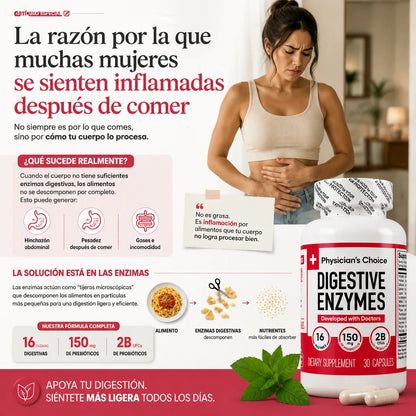 Digestive Enzyme: Cero inflamación. Vientre plano todo el día.