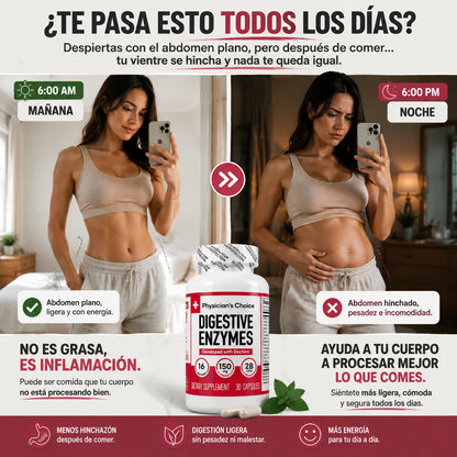 Digestive Enzyme: Cero inflamación. Vientre plano todo el día.