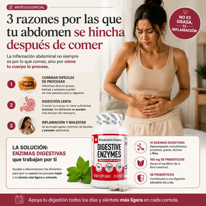 Digestive Enzyme: Cero inflamación. Vientre plano todo el día.