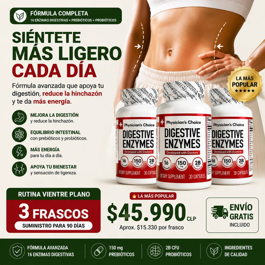 Digestive Enzyme: Cero inflamación. Vientre plano todo el día.