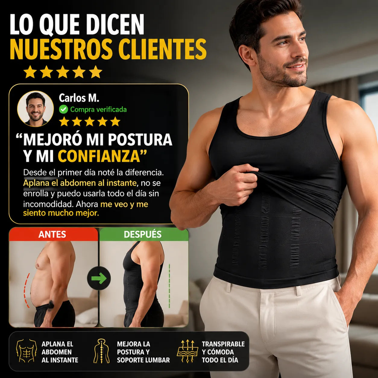 Camiseta de Compresión DualTech™ – Moldea tu figura, descomprime tu espalda