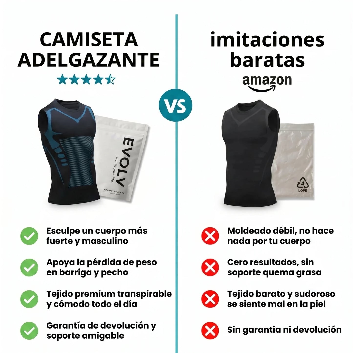 Camiseta Reductora — «Firmeza abdominal real, sin la sensación de estar encerrado dentro de una faja.»